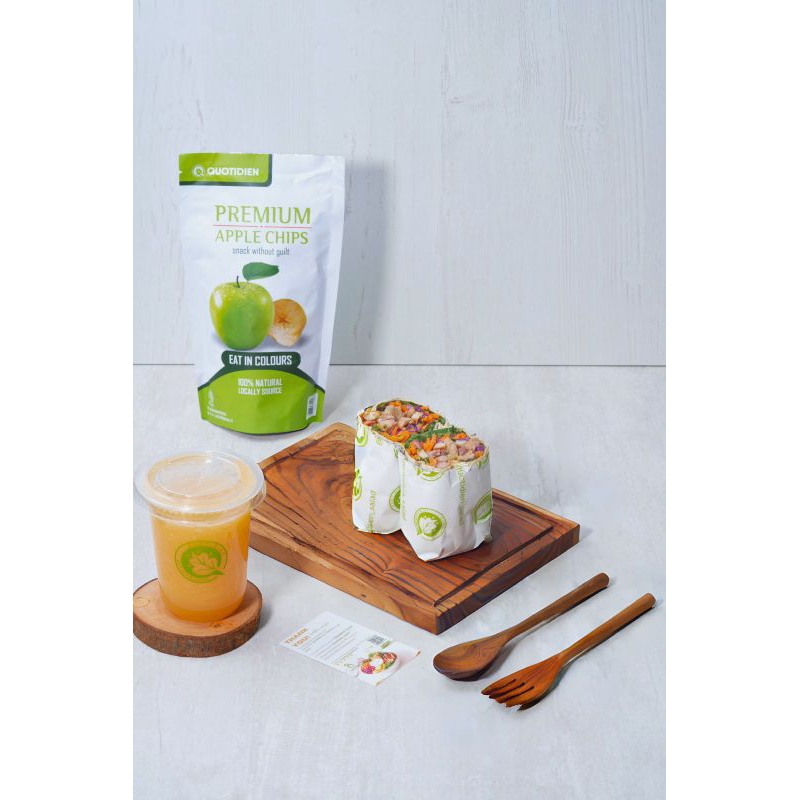 

Paket Bundle (Wrap Salad,Smoothies,Chips apple) | Salad Diet | Salad Siap Saji | Ready To Eat Salad | Diet & Detox
