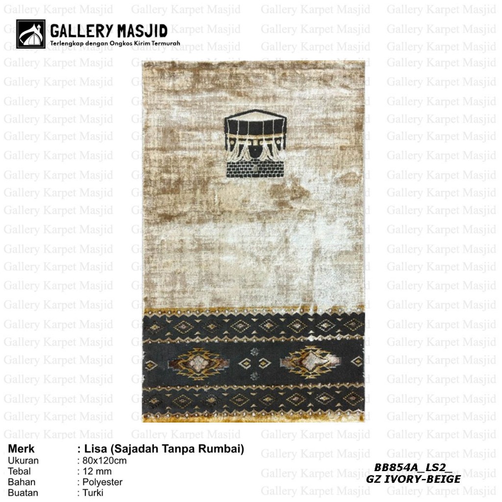 PT. GMI - Sajadah Tebal Empuk Premium Turki LISA (Sajadah Tanpa Rumbai)  Tebal 12mm / Turki Jumbo