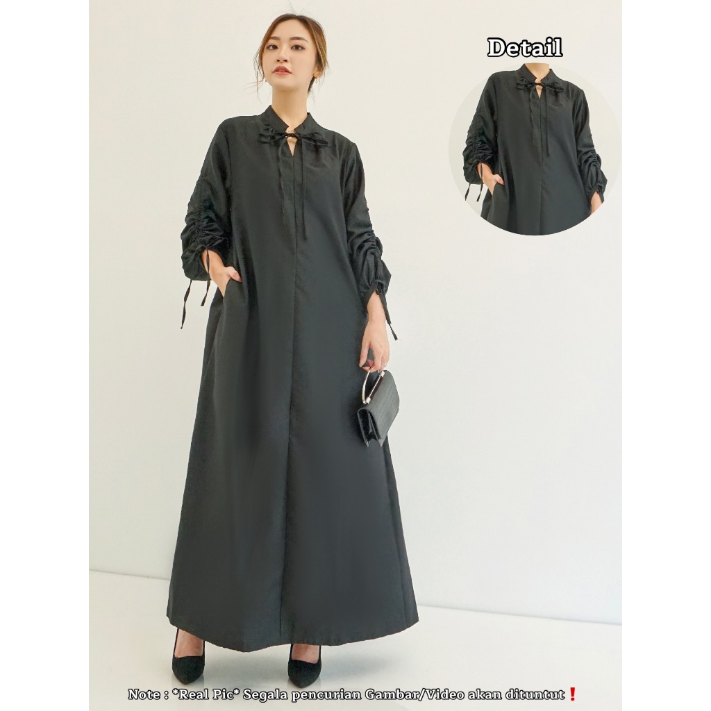 RED-8330 Lyla Dress/Gamis Basic/Dress Korea/Long Dress Kekinian/Dress Lebaran/Dress Lengan Serut