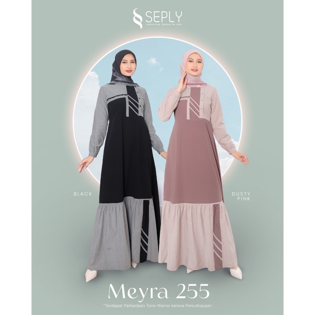 MEYRA 255 BLACK, DUSTY PINK DAILY WEAR, DAILY DRESS, GAMIS HARIAN, GAMIS PESTA SEPLY