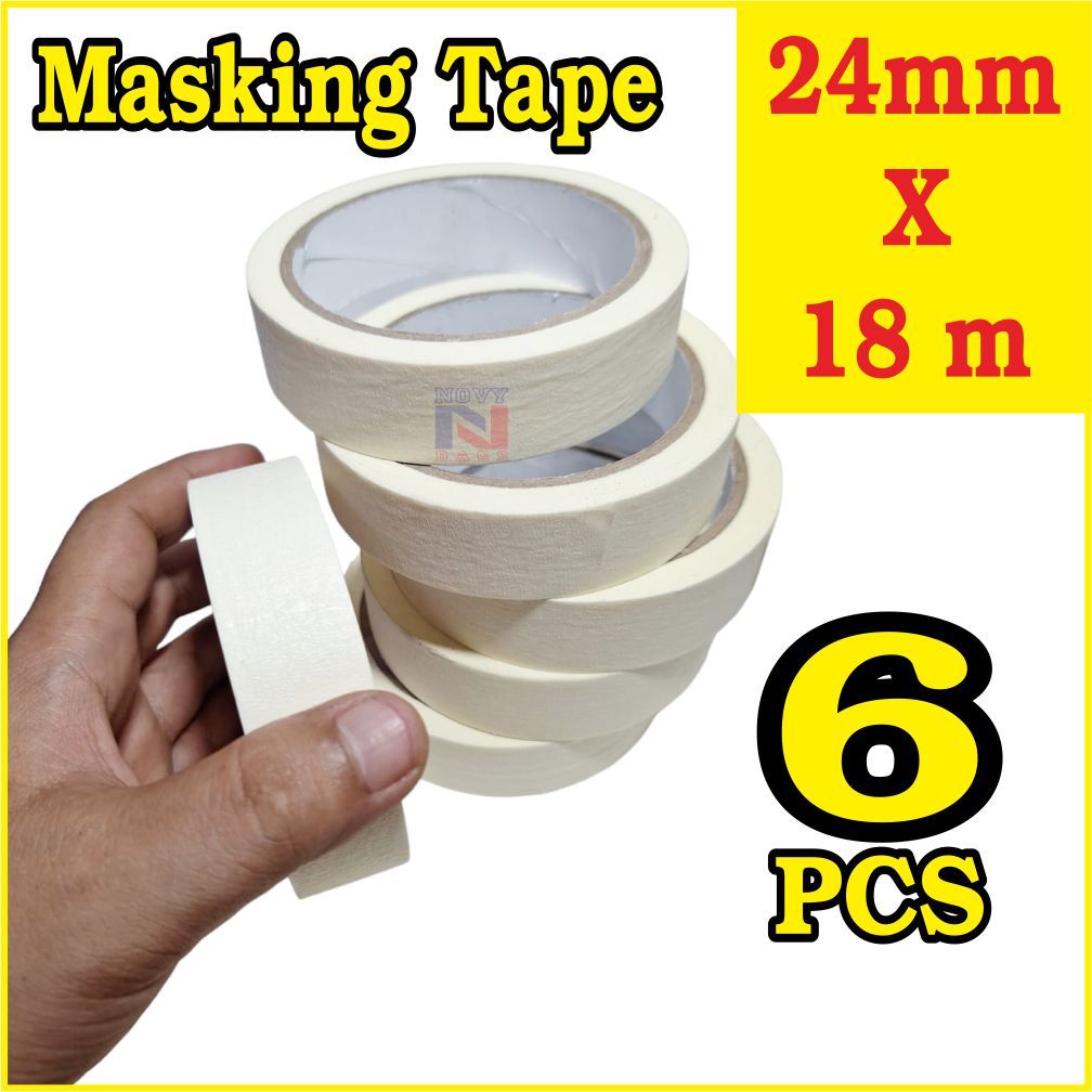 

Masking Tape / Lakban Kertas 24mm / 1 inch Panjang 18m Full Harga 6 pcs
