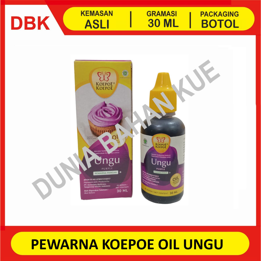 

PEWARNA MAKANAN KOEPOE KOEPOE LARUT MINYAK - UNGU 30 ML / OIL BASE