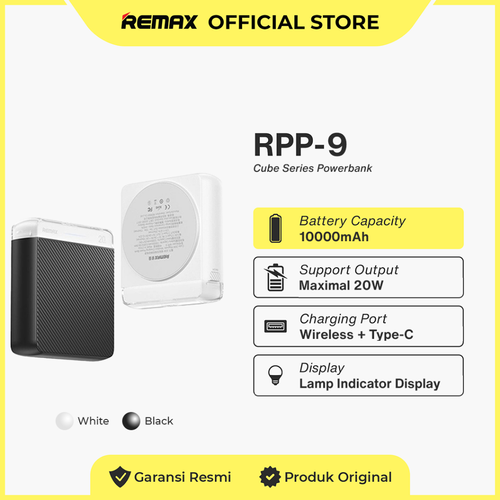 Power Bank REMAX RPP-9 10000mAh (QC3.0+PD3.0) - Black/White