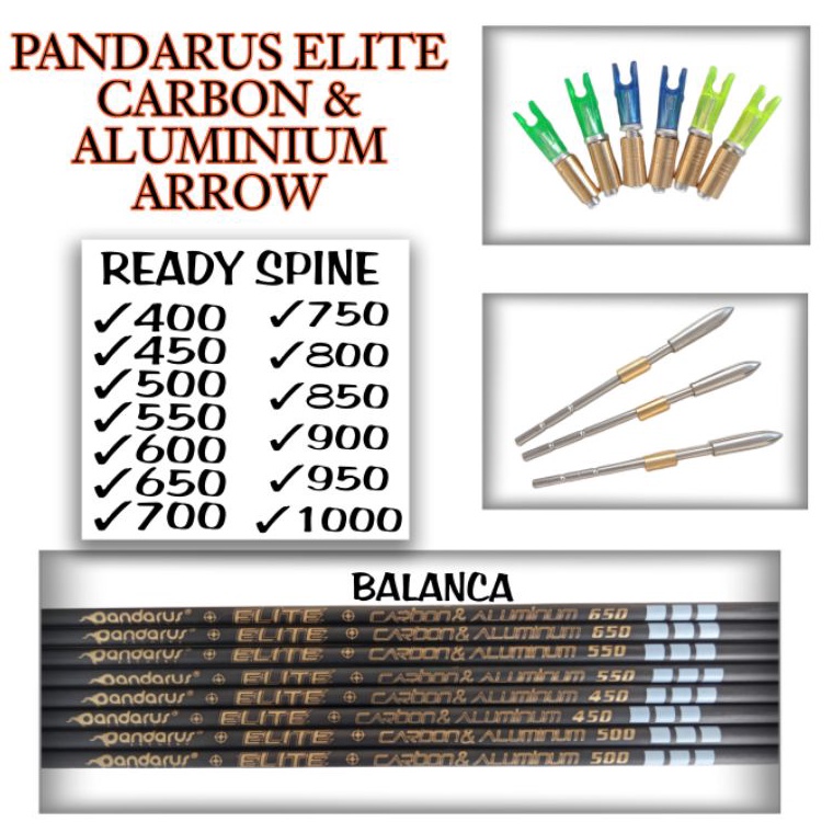 KODE Q65D Pandarus Elite Carbon Aluminium Arrow Belum Dirakit