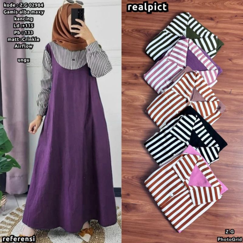 GAMIS CRINKLE POLOS KOMBINASI SALUR