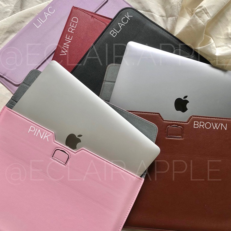 ART J85X Leather Sleeve Sarung Tas Laptop Coklat Maroon Hitam Black wine Lilac blue mint grey croco 