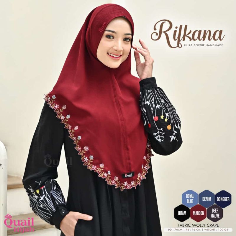 Jilbab Bordir Instan Quail Model RIFKANA