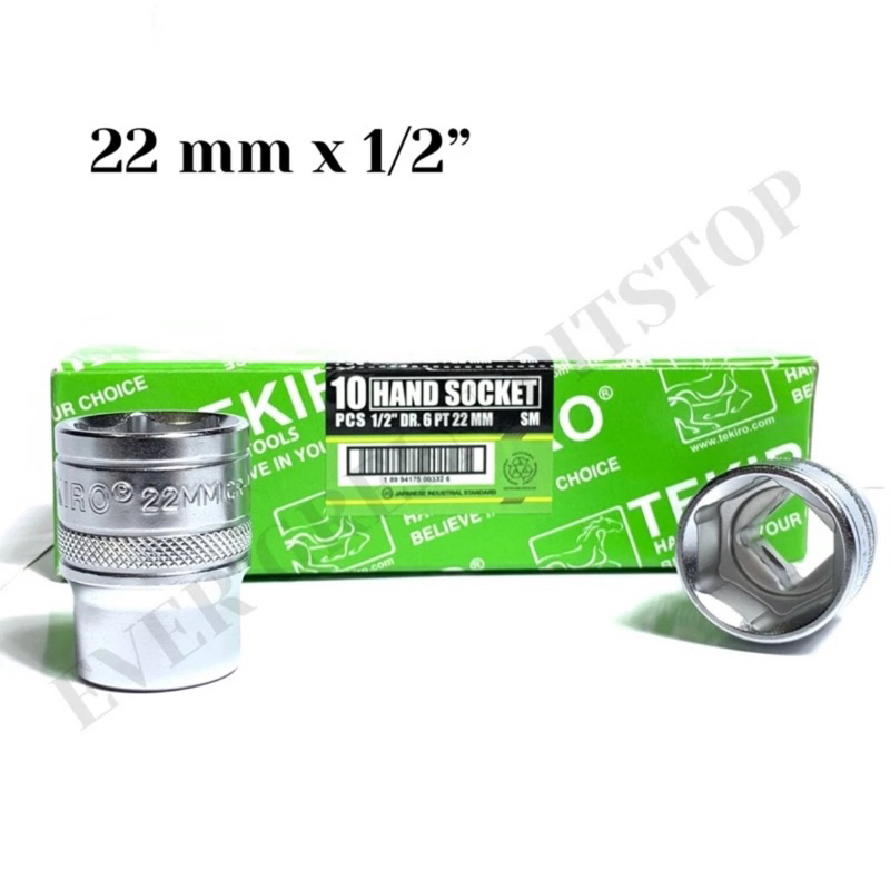 Mata Kunci Sok Tekiro 22 mm  6PT 1/2" Mata Sock Shock 22 mm Kunci CVT Tahanan Motor Matic Treker 6