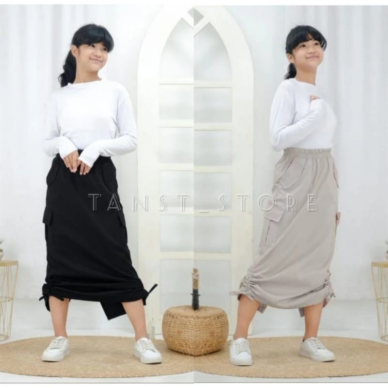 skrit rok cargo panjang anak perempuan 1-13 tahun Korean style