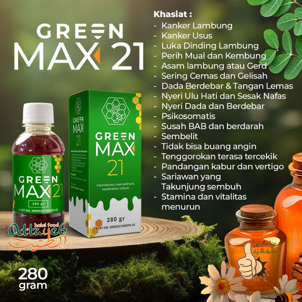 Madu HIJAU 21 Green Honey Obat Asam Lambung Madu Propolis Plus Spirulina & Daun Kelor Untuk Maag Mad