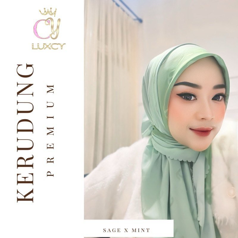 Hijab segi empat warna gradasi  sage mint voal signature premium luxcy 115x115