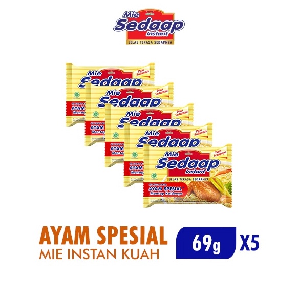 

Belanja Murmer Sedaap Mie Instan Ayam Spesial 69 gr x5