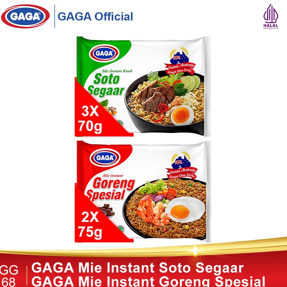 

Sikat Sekarang GAGA Mie Soto Segaar 7g 3pcs GAGA Goreng Special 75g 2pcs GG68