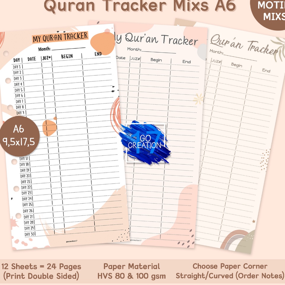 

Sedang Viral Buku Planner Refill Kertas Binder Quran Tracker Motif Premium 6 ring a6