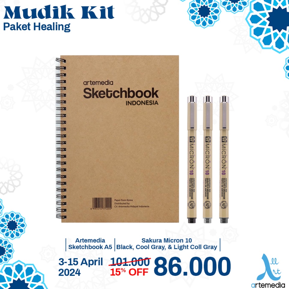 

Promo Surprise Paket Healing Artemedia Sketchbook Pigma Micron Drawing Pen