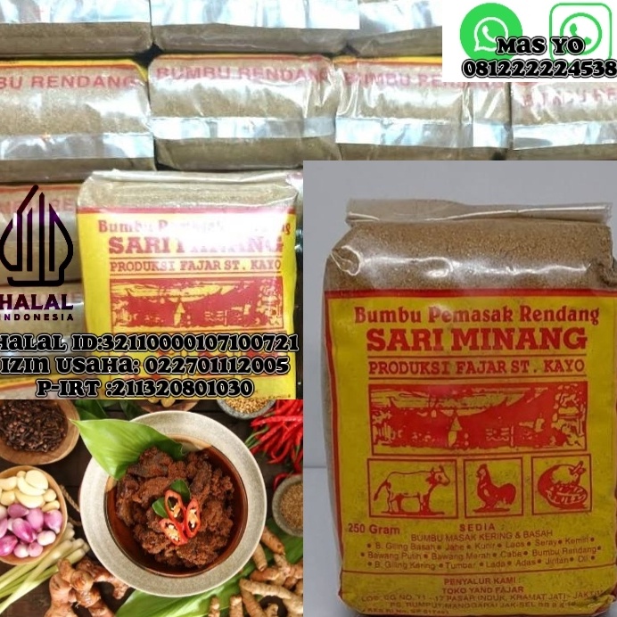

New Stock Sari minang bumbu rendang 25 Gram