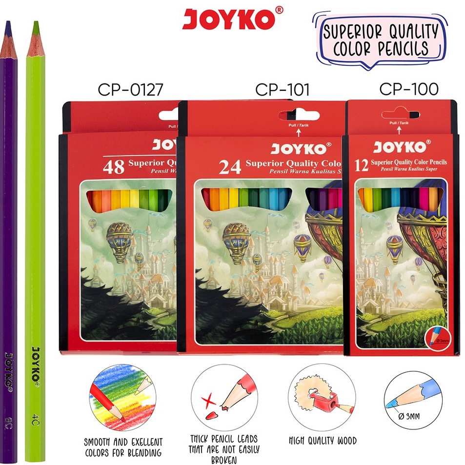 

Penjualan Kejutan Joyko Pensil Warna Superior Quality Color Pencils Hexagonal Grip