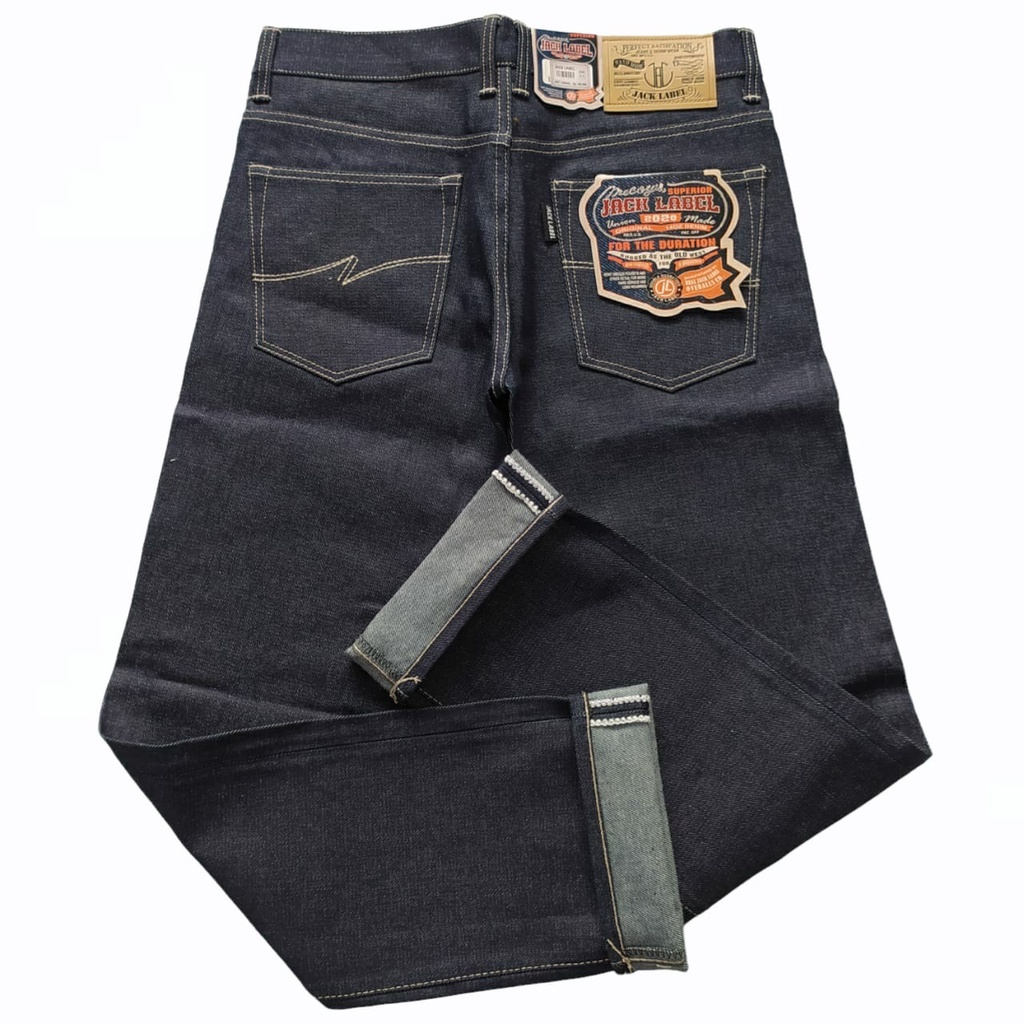 new JACK LABEL ORIGINAL DENIM RAW 15 OZ REGULER JEANS BLACK INDHIGO 28-33