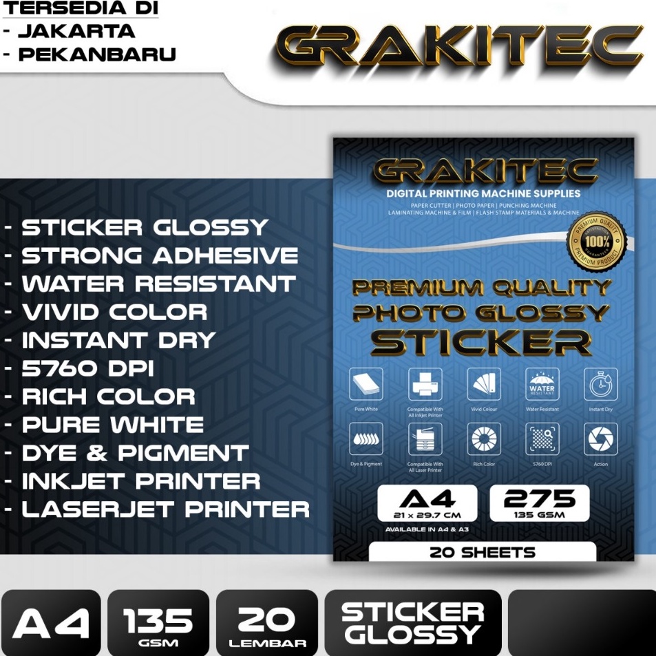 

Update Terunik Kertas Stiker Foto Glossy A4 135 Gsm 2 Lembar Glossy Photo Sticker Paper Support Printer EpsonCanonHPBrother Ori Dye
