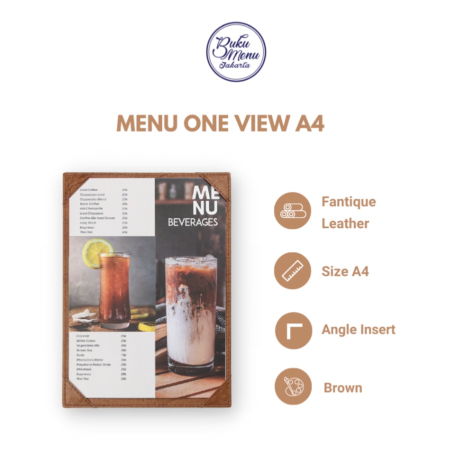 

Pasti Baru BUKU MENU CLASSIC BAHAN KULIT PREMIUM ONE VIEW A3 A4 A5 READY STOCK COFFEE SHOPCAFERESTORANHOTEL