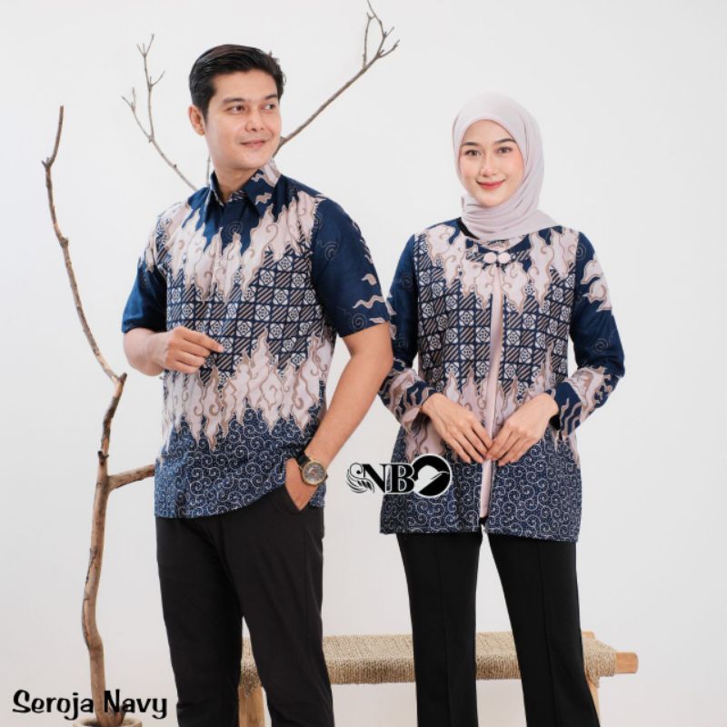 Batik cauple modern blouse batik kerja kantor wanita kekinian seragam kerja