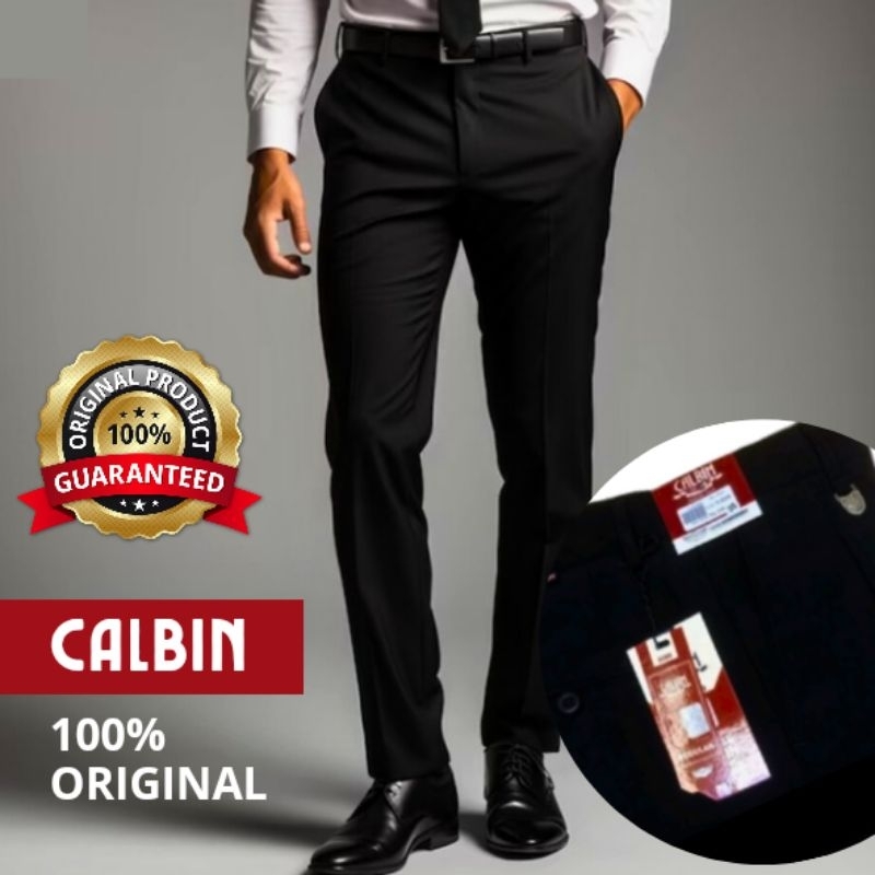Celana Calbin Original Formal Kantor Pria Panjang Hitam