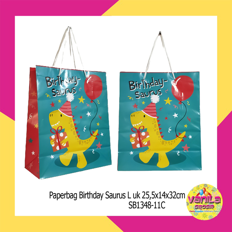 

(1Pcs) Paperbag Dinosaurus Uk L, paperbag ultah, paperbag HBD, tas kado ulang tahun