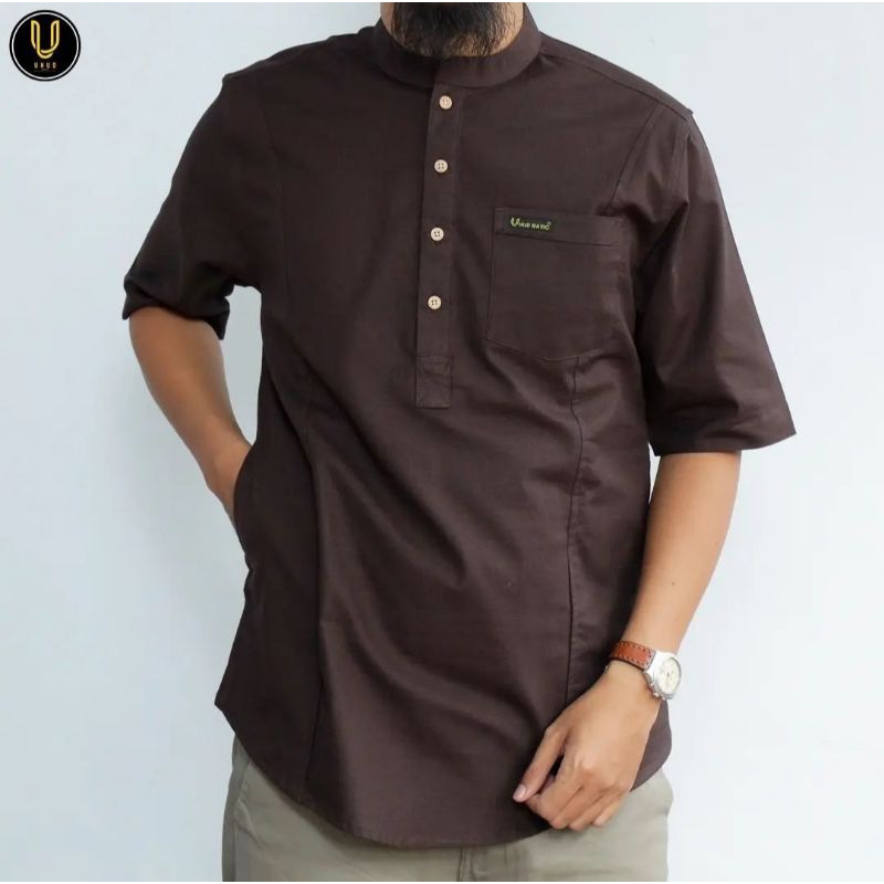 Baju Muslim Kemeja Koko Baju Muslim Pria Kemko Premium Lengan Pendek Katun by Uhud Basic