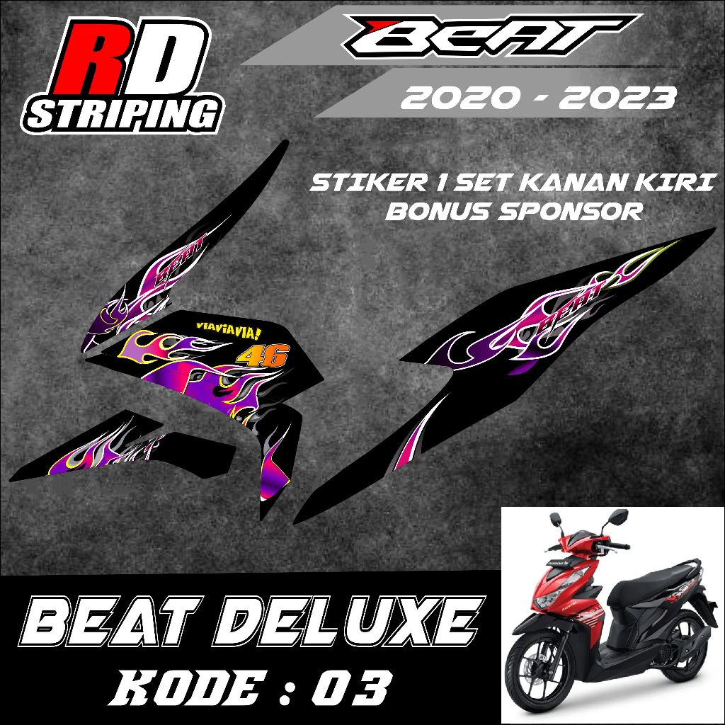 Striping Sticker Stiker Setiker Motor Beat New Beat Deluxe Street New 2020 2021 2022 2023 MOTIF API