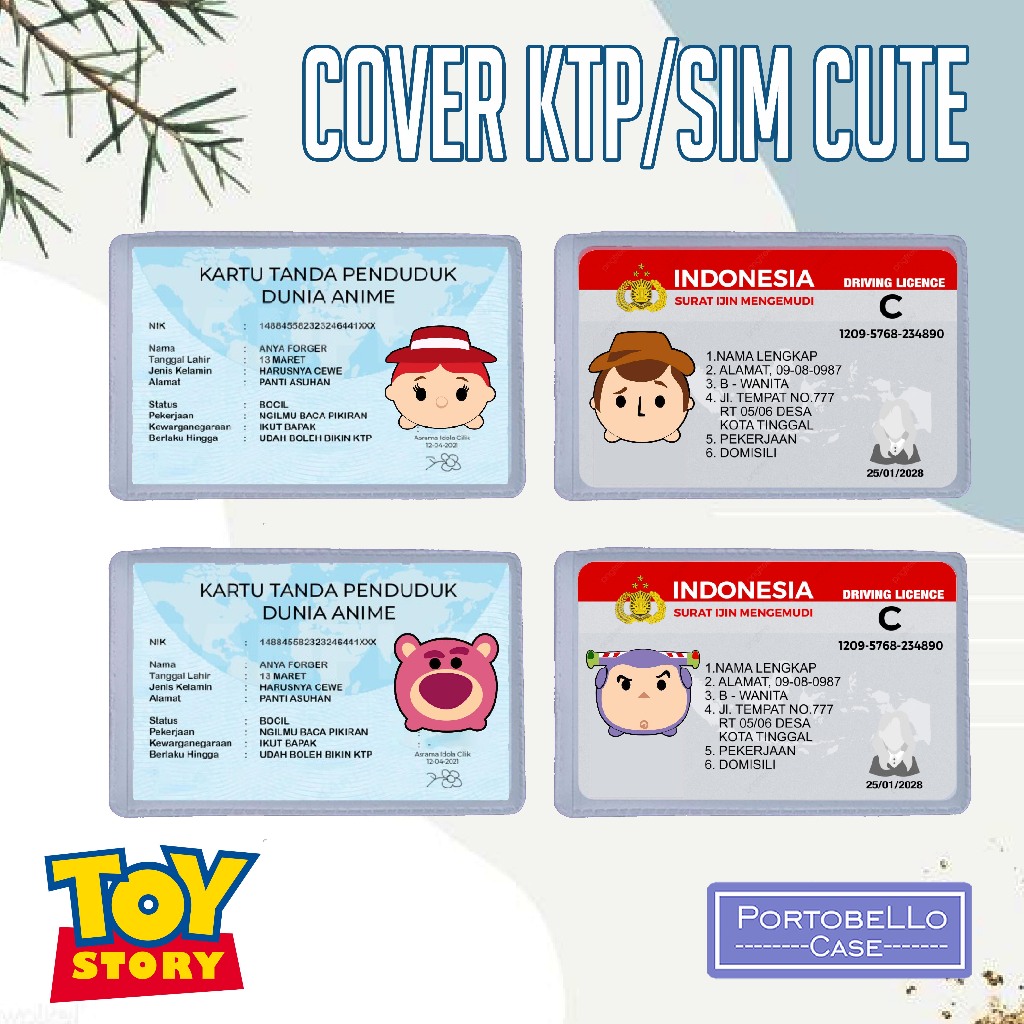 Cover Pelindung Kartu Identitas KTP SIM Karakter Toy Story