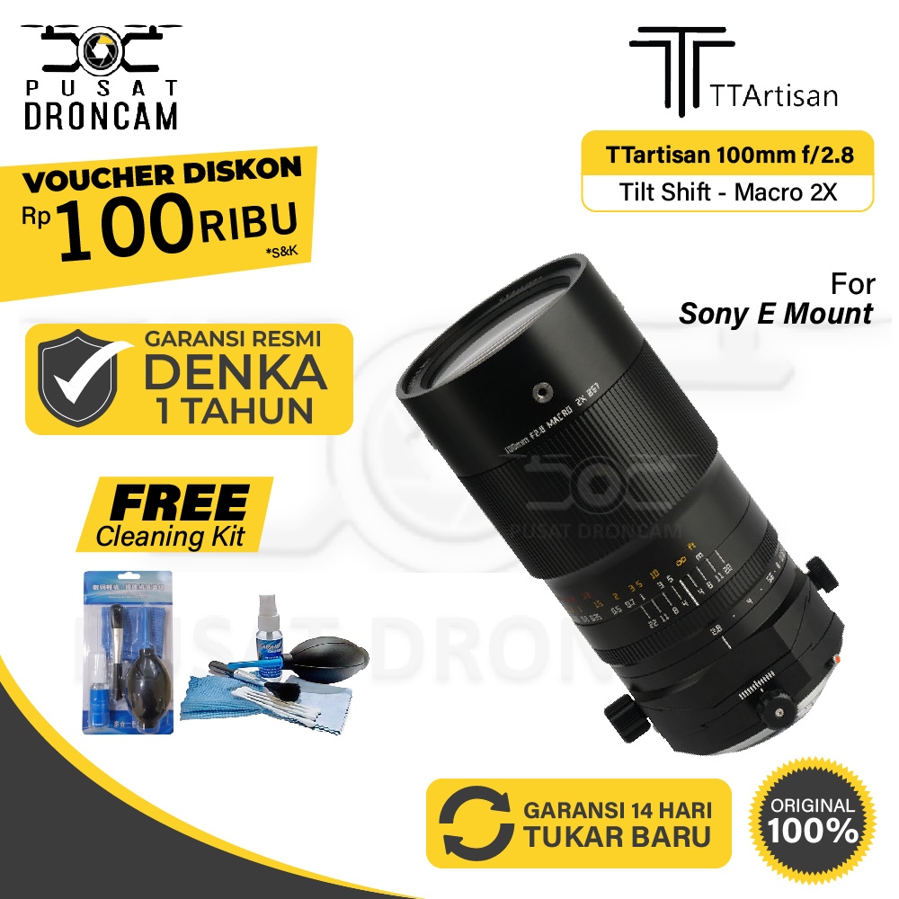 TTArtisan Tilt Shift 100mm f2.8 Macro 2X Sony E Fullframe 100 TS Original