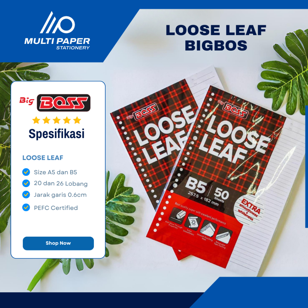 

Loose Leaf A5 , B5 Isi 50 & 100 Lembar Big Boss