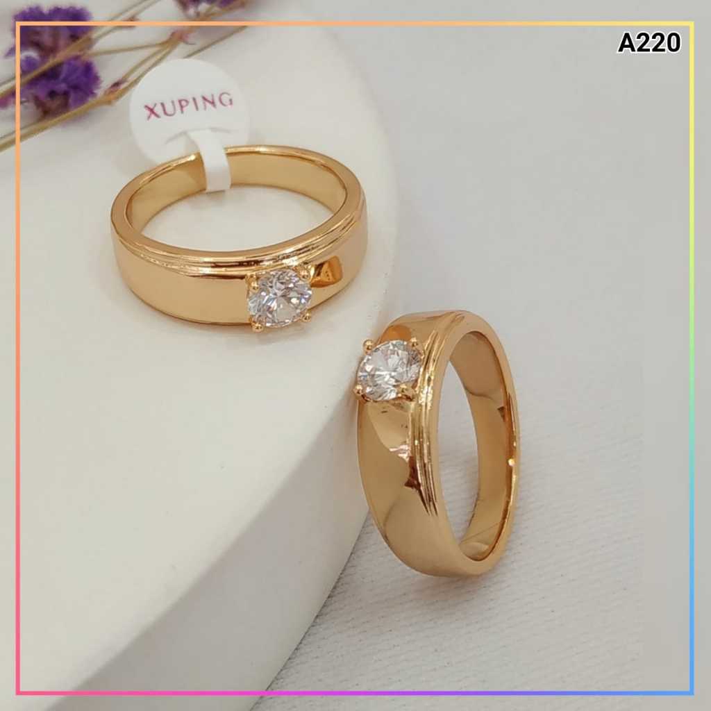 Cute Jewelry Cincin Dewasa Polos Permata Satu Cincin Couple Lapis Emas A220
