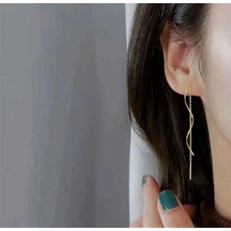 anting tusuk jurai panjang gold titanium