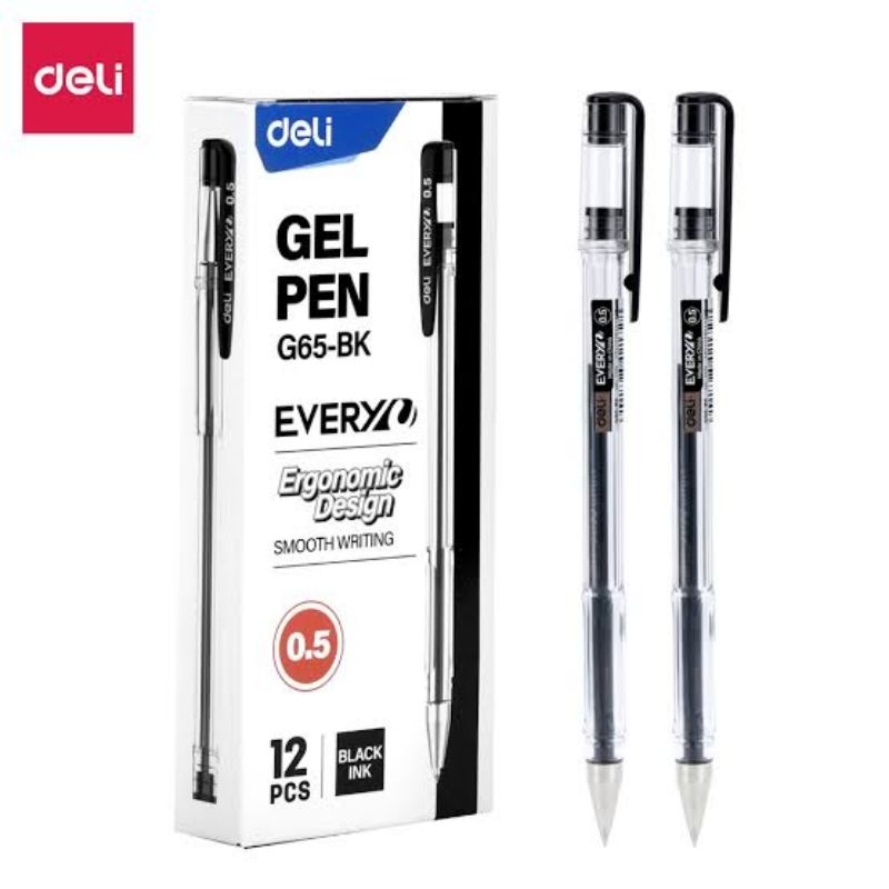 

Deli Gel Pen / Pulpen Gel 0.5mm Tinta Hitam Isi 12 pcs Tinta Banyak Dengan Tutup ATK Kantor A127
