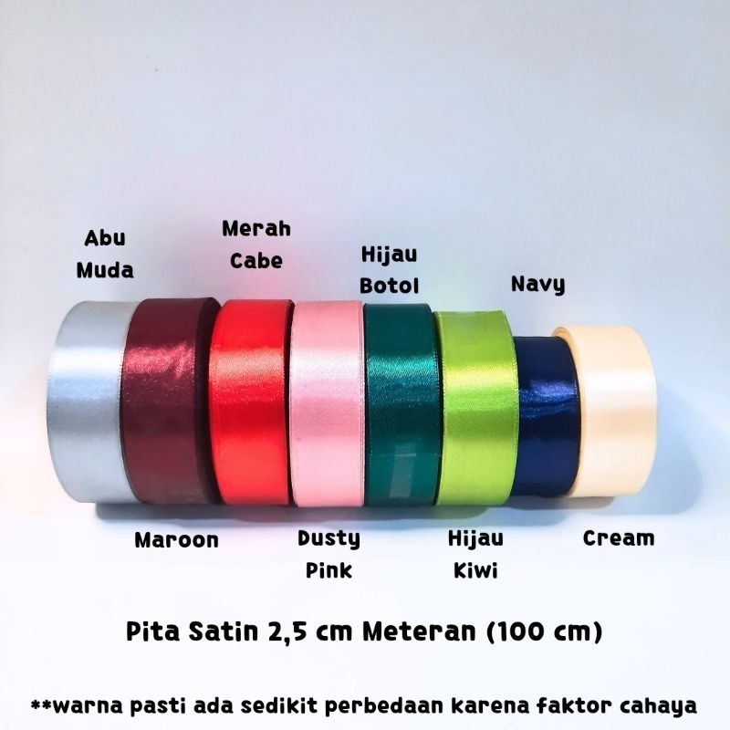 

Pita Satin 2.5cm / 1 inch ecer meteran 100 cm