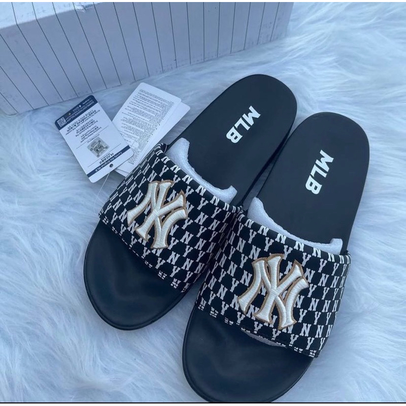 MlB Sneakers | Sandal Slop MLB NY Yankees Black White