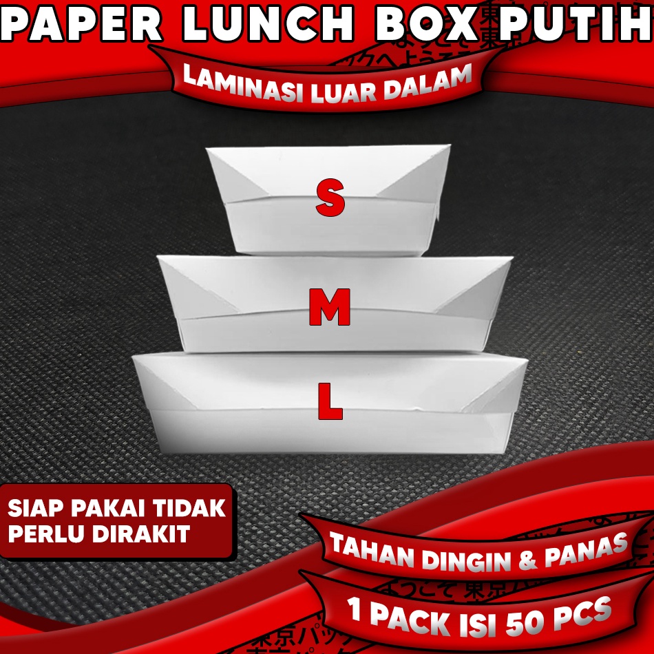 Paper Lunch Box Putih Uk S M L  Lunch Box Kertas  Lunch Box Kertas Putih pov