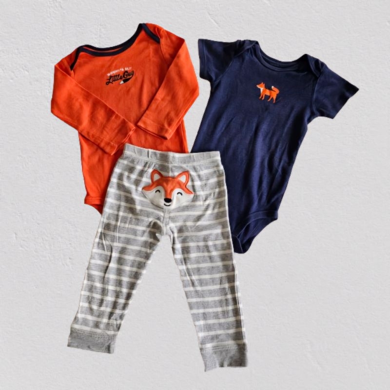 Preloved Carter's Baby 3pcs Set Romper Pants