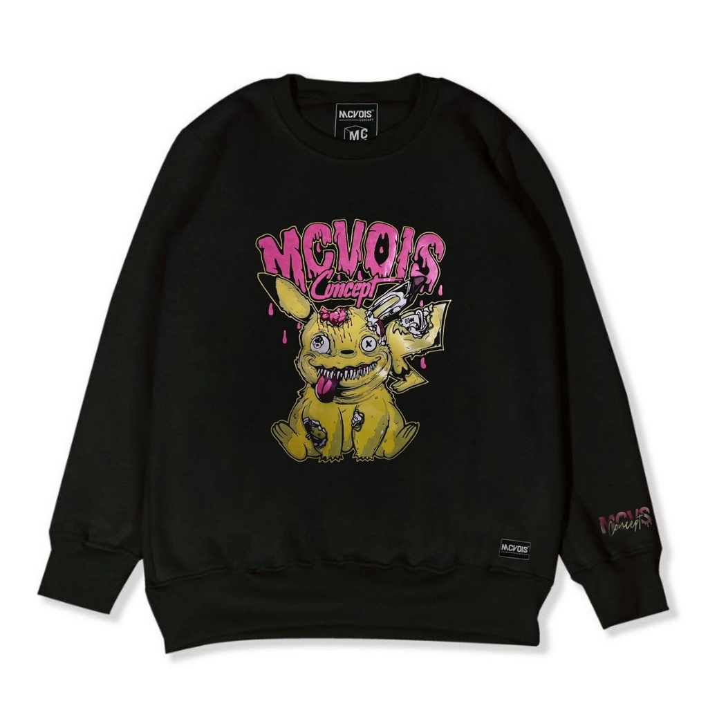 Sweater Crewneck Kartun Zombie Pikacu