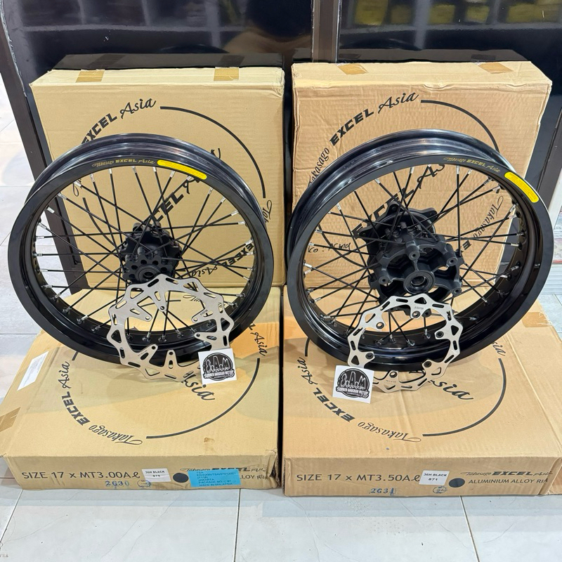 WHEELLSET SUPERMOTO WR155 & CRF150 TROMOL EXPEDITION VELG TAKASAGO EXCEL ASIA 300/350-17 WR CRF
