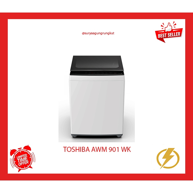 MESIN CUCI TOSHIBA 1 TABUNG 9 KG 400 WATT - AWM 901 WK