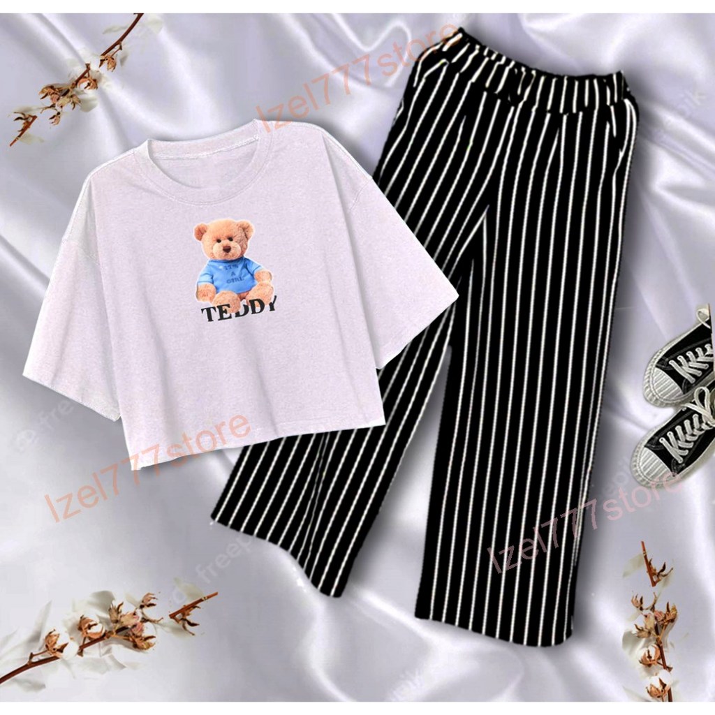 Setelan Baju Oversize Celana Kulot XIOMI TEDDY Setelan anak remaja kekinian