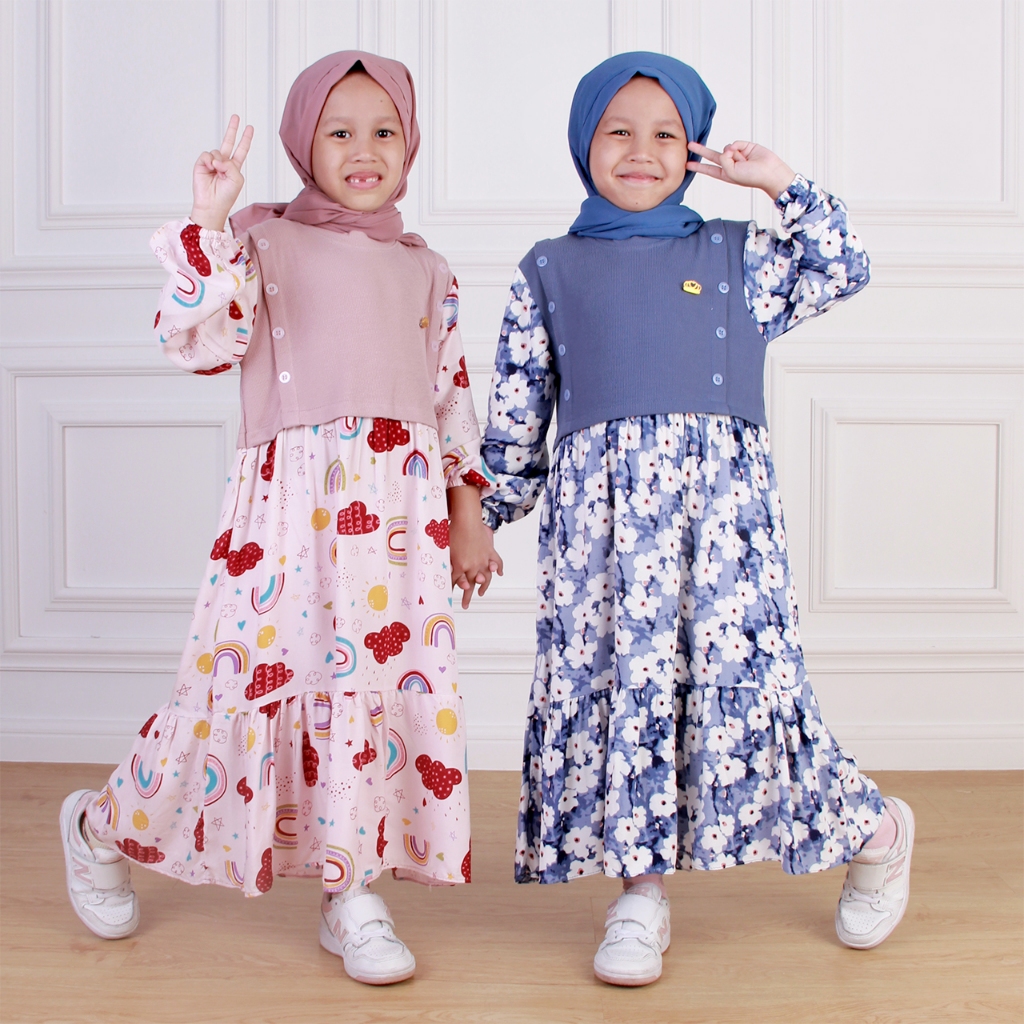 Dungdungkids Gamis Anak Laras Rayon Knitt 3 - 11 Tahun