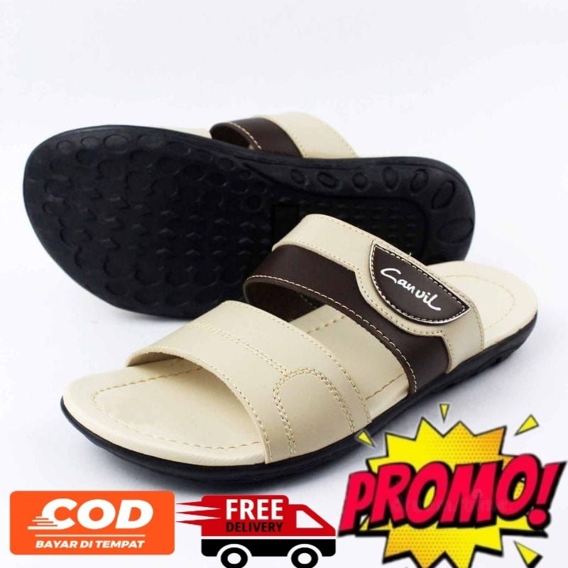 PROMO Sandal slop kulit pria//sandal pria terbaru//sandal pria kekinian//CARV SLOP-JP