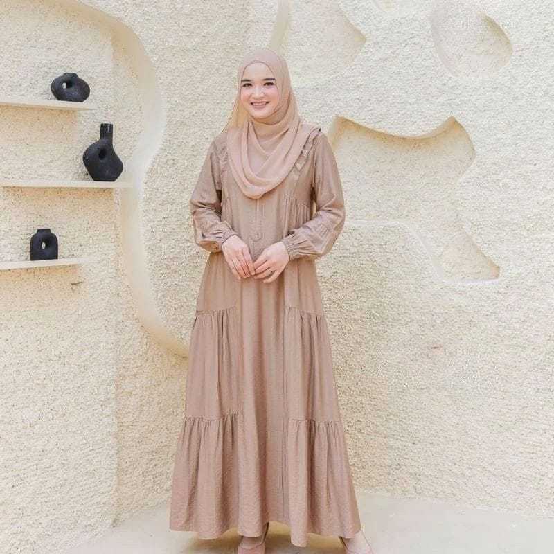 Gamis Viona Fashion Muslim Wanita Dress polos Hitam