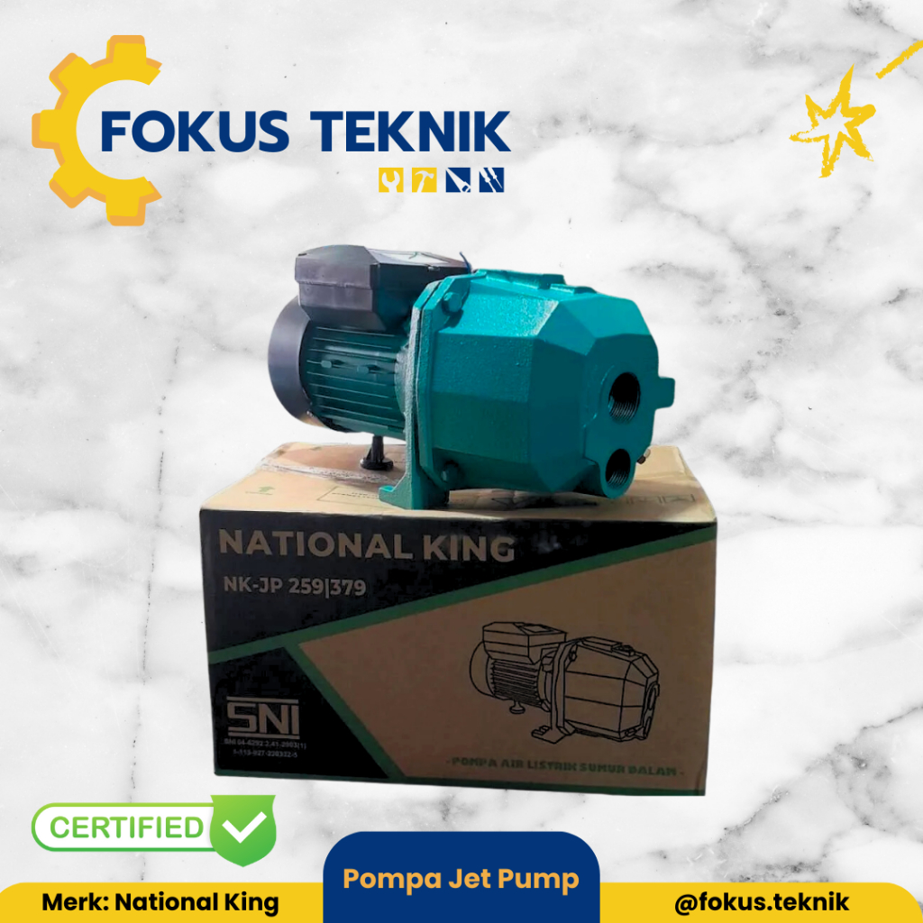 NATIONAL KING Mesin Pompa Air Jet Pump Sumur Dalam 30 Meter 250 Watt