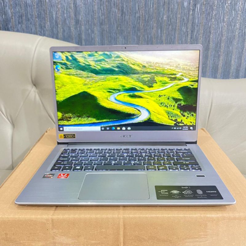 Laptop Acer Swift SF314, Amd Ryzen 5 - 3500U, Amd Radeon Vega 8 Graphics, Ram 8 / 512Gb Sdd, Backlight, SLIM, Gaming Editing Ngebut, Lengkap, Silver