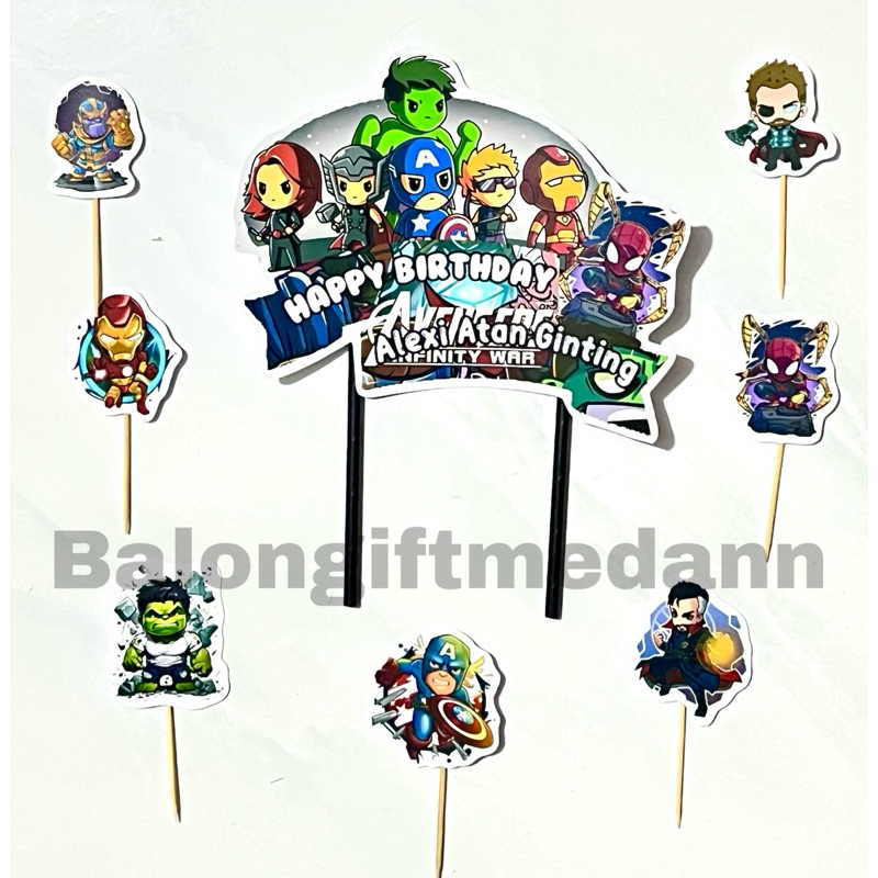 TOPPER CAKE CUSTOM NAMA AVENGERS SUPERHERO