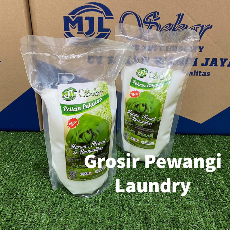 Pelicin pewangi pakaian laundry setrika kemasan pouch 1 liter hijau